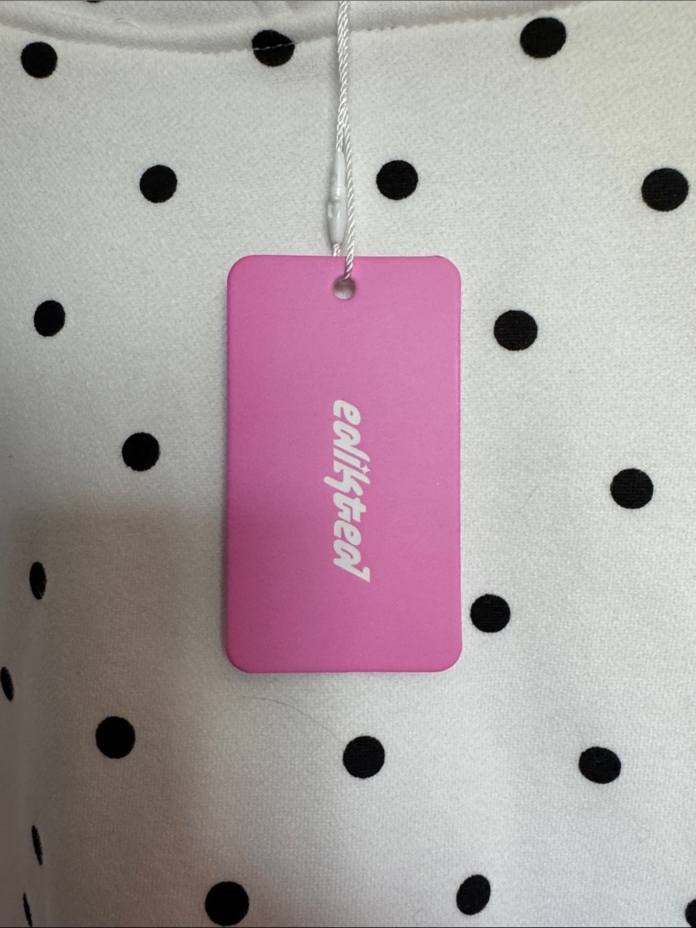Edikted White Polka Dot Hoodie with Pink Script Logo - Picture 5 of 5